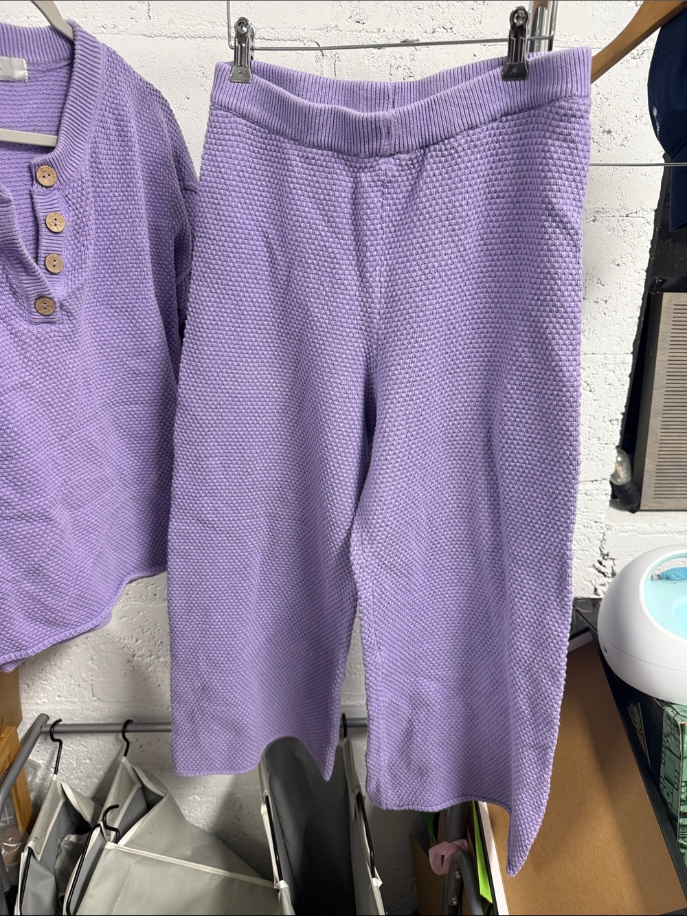 Lilac Waffle Knit Two-Piece Lounge Set FP Beach Size Medium - LIKE NEW Set - Picture 3 of 5
